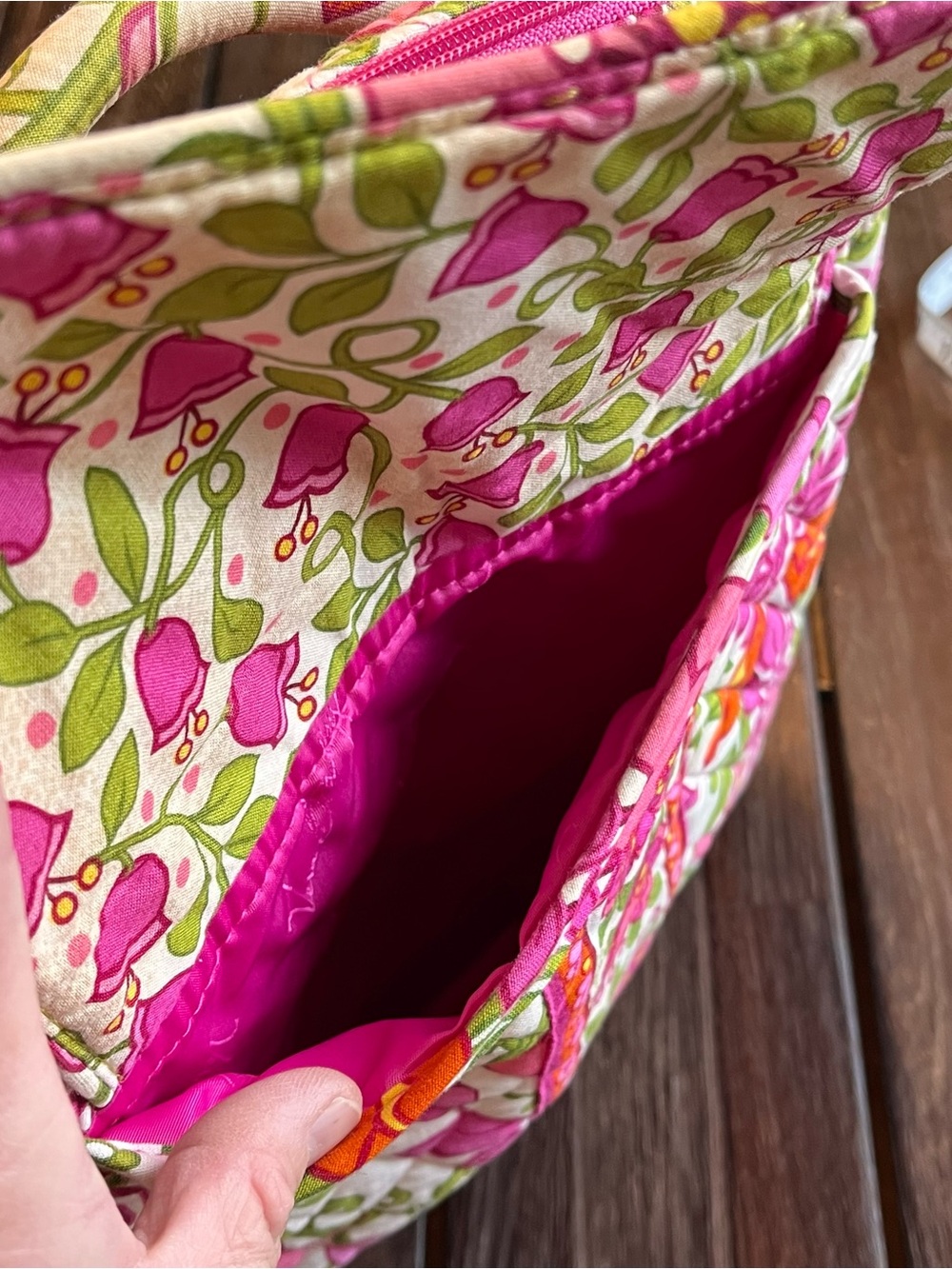 Vera Bradley Retired Lilli Bell Pink Orange Green Quilted Adjustable Backpack - Picture 8 of 10